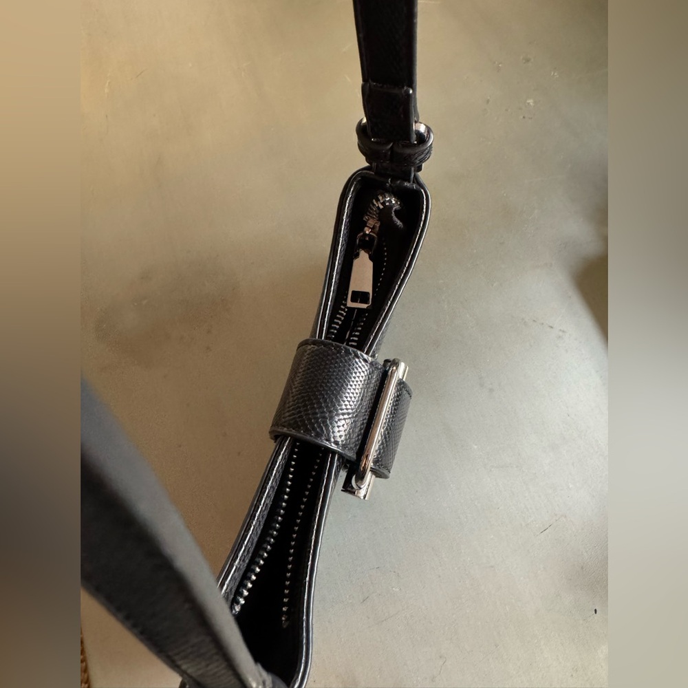 Black Faux Snake Skin Shoulder Bag - Picture 8 of 16